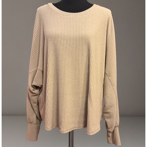 Jane And Delancey Blouse Large Slouchy Ribbed Oversized Minimalist Casual Cozy - Picture 2 of 8